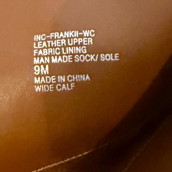 INC Women's Frankii Cognac Leather Riding Knee High Boots 9 wide - Picture 6 of 7